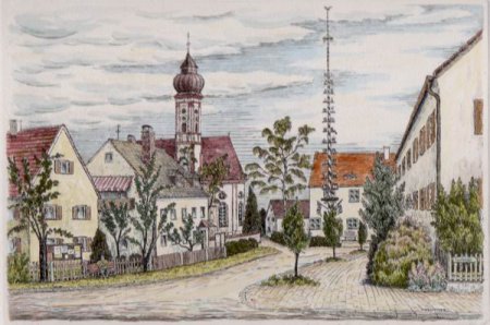 Skizze des Zentrums der Gemeinde Vierkirchen